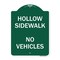 Signmission Designer Series Hollow Sidewalk No Vehicles, Green & White Aluminum Sign, 18" x 24", GW-1824-23905 A-DES-GW-1824-23905 - alternate 1